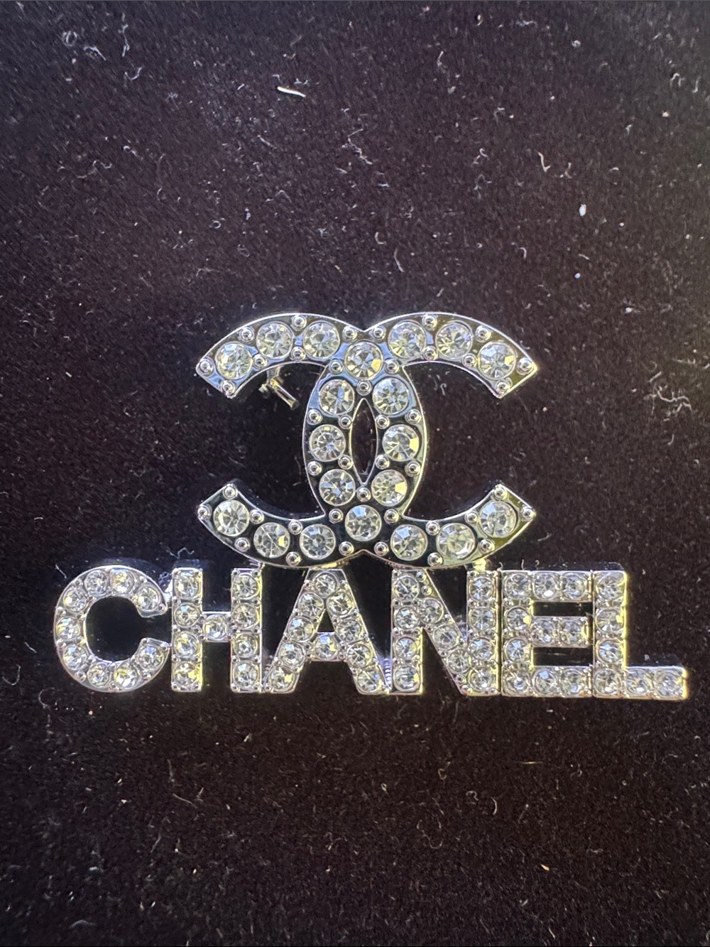 Brooch  Clear Crystal  Lettering Brooch -